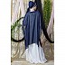 Party wear double layered Embellished abaya- Blue-White
